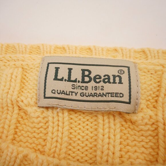 LL Bean Cable Knit Pullover Sweater Women's S (approx) Yellow Fisherman Knit - Picture 6 of 8